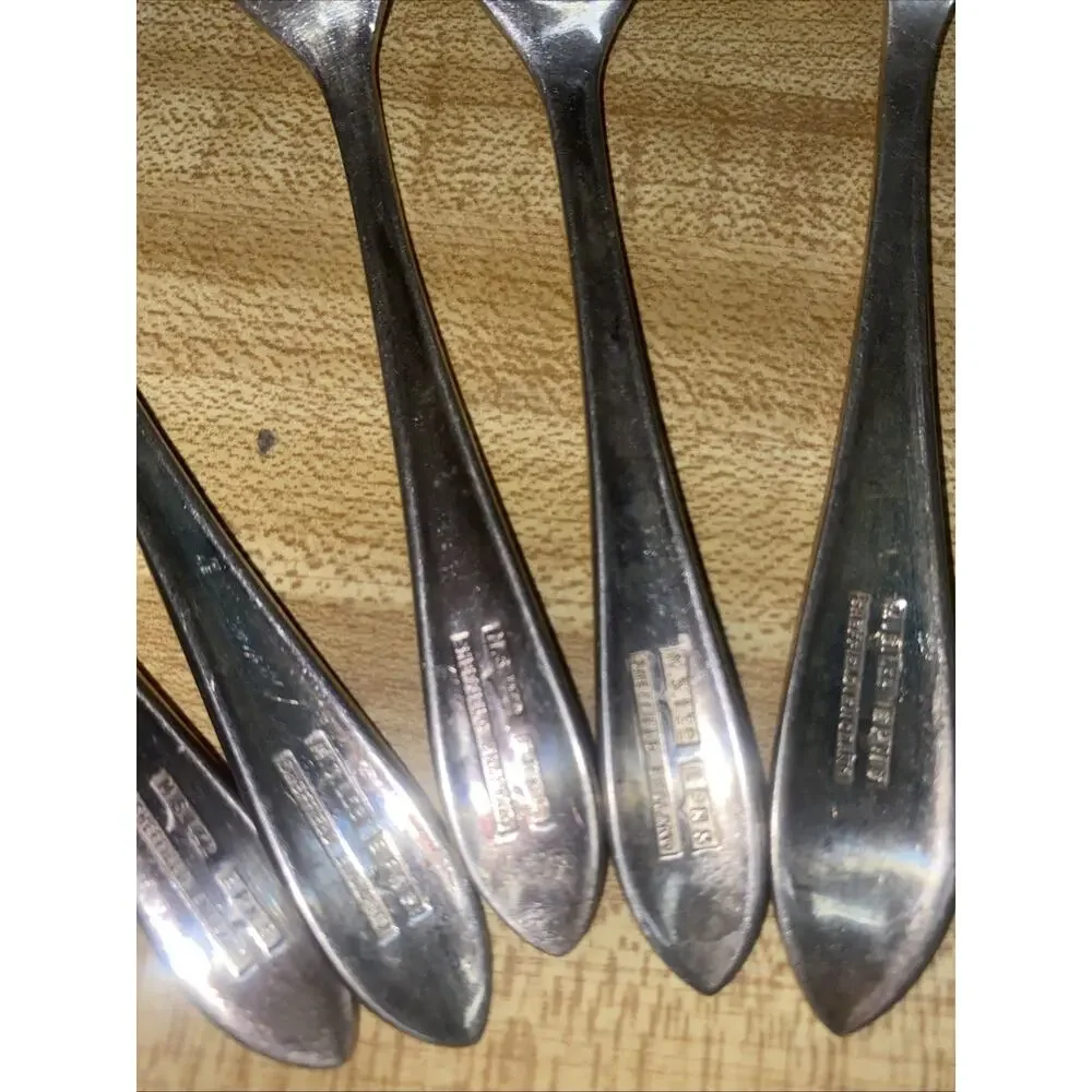 Sheffield Loxley / Maurice Stables 4-Pastry Forks & 1-Spear SilverPlate ART Deco